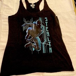 NEW - LAST ONE!!! Marvel Med stealth spider man graphic gray turquoise racerback